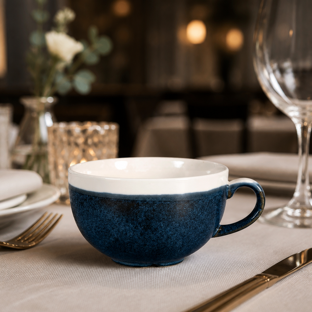 Commercial Cappuccino Cups 225ml Sapphire Blue 12 Pack