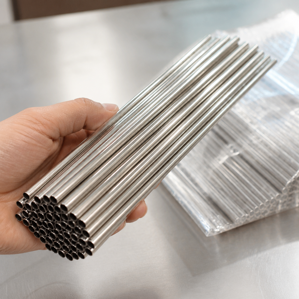 25 pack of 8.5 inch commercial stainless steel straws