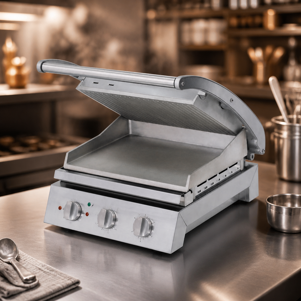 Commercial Contact Grill 8 Slice Ribbed Top Plate 2990W