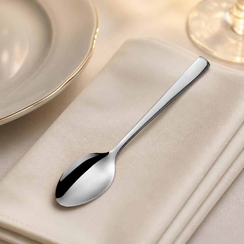 Set of 12 commercial stainless steel teaspoons for dining
