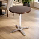 Commercial Round Dark Brown Table Top and Base Combo 600mm