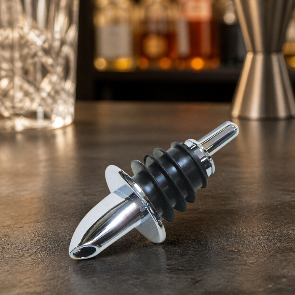 Commercial Spirit Pourer Short 10 Pack Durable Plastic Chrome Finish
