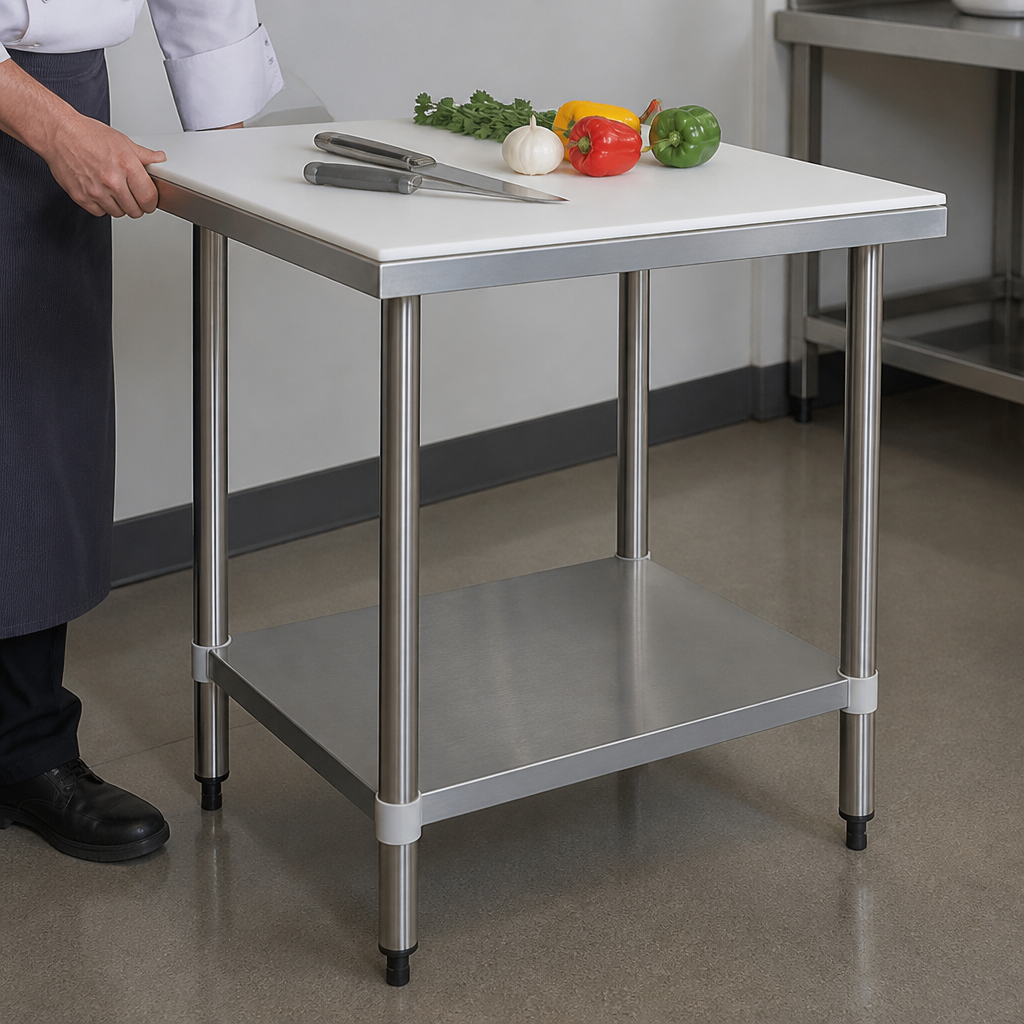 900mm Commercial Stainless Steel Chopping Board Table with Undershelf