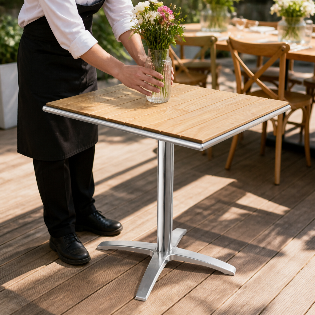 Commercial Outdoor Flip Top Square Bistro Table 600mm