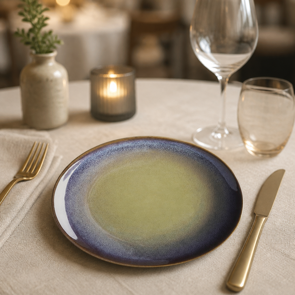 Commercial Coupe Plates 205mm Aubergine Reactive Glaze 6 Pack