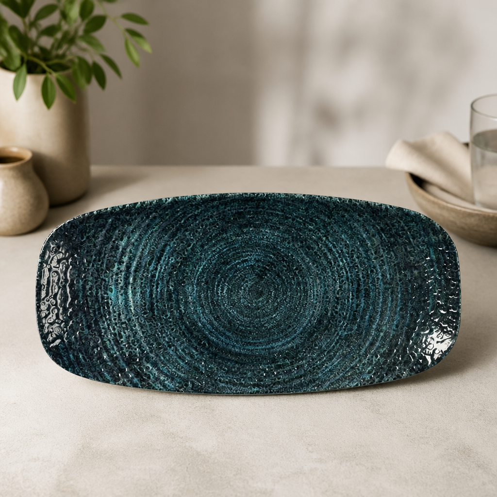 Commercial Oblong Plates 298mm Blue Ceramic 12 Pack