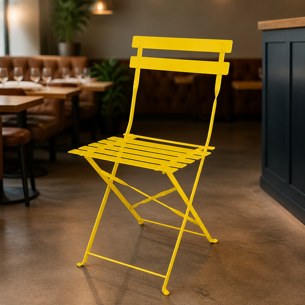 Commercial outdoor folding chairs in mellow yellow - 2 pack
