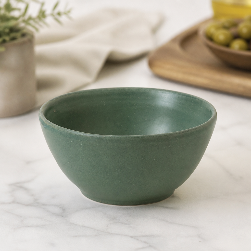 Commercial 14oz Ramen Bowls Green Super Vitrified Porcelain