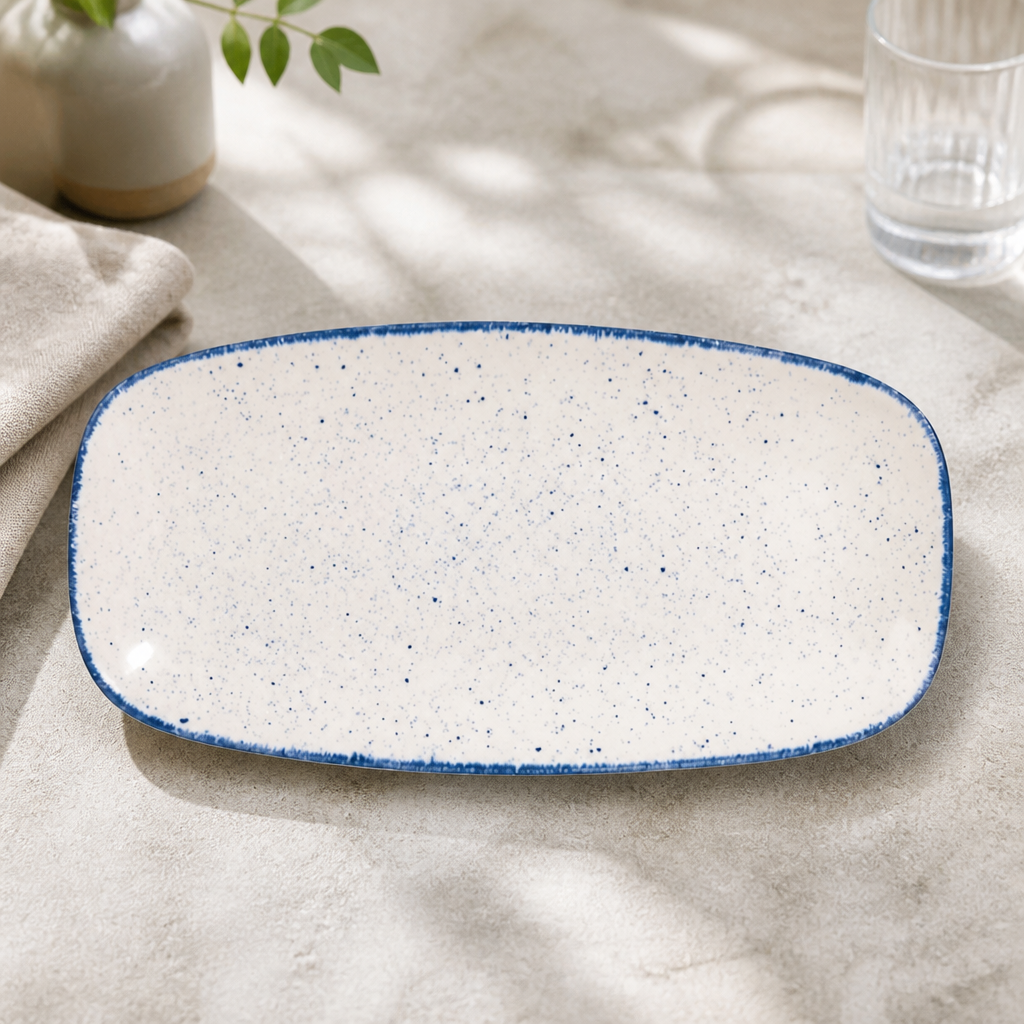Commercial Rectangular Plates Indigo Blue 298mm 12 Pack