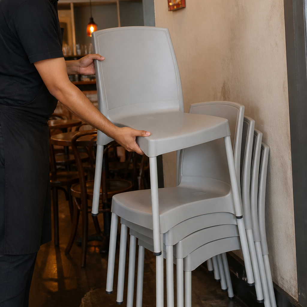 Commercial Seating Side Chairs Grey 4 Pack Stackable