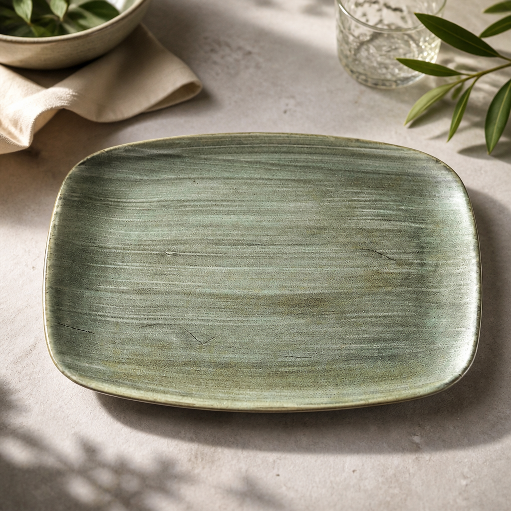 Commercial Oblong Plates 343x235mm Burnished Green