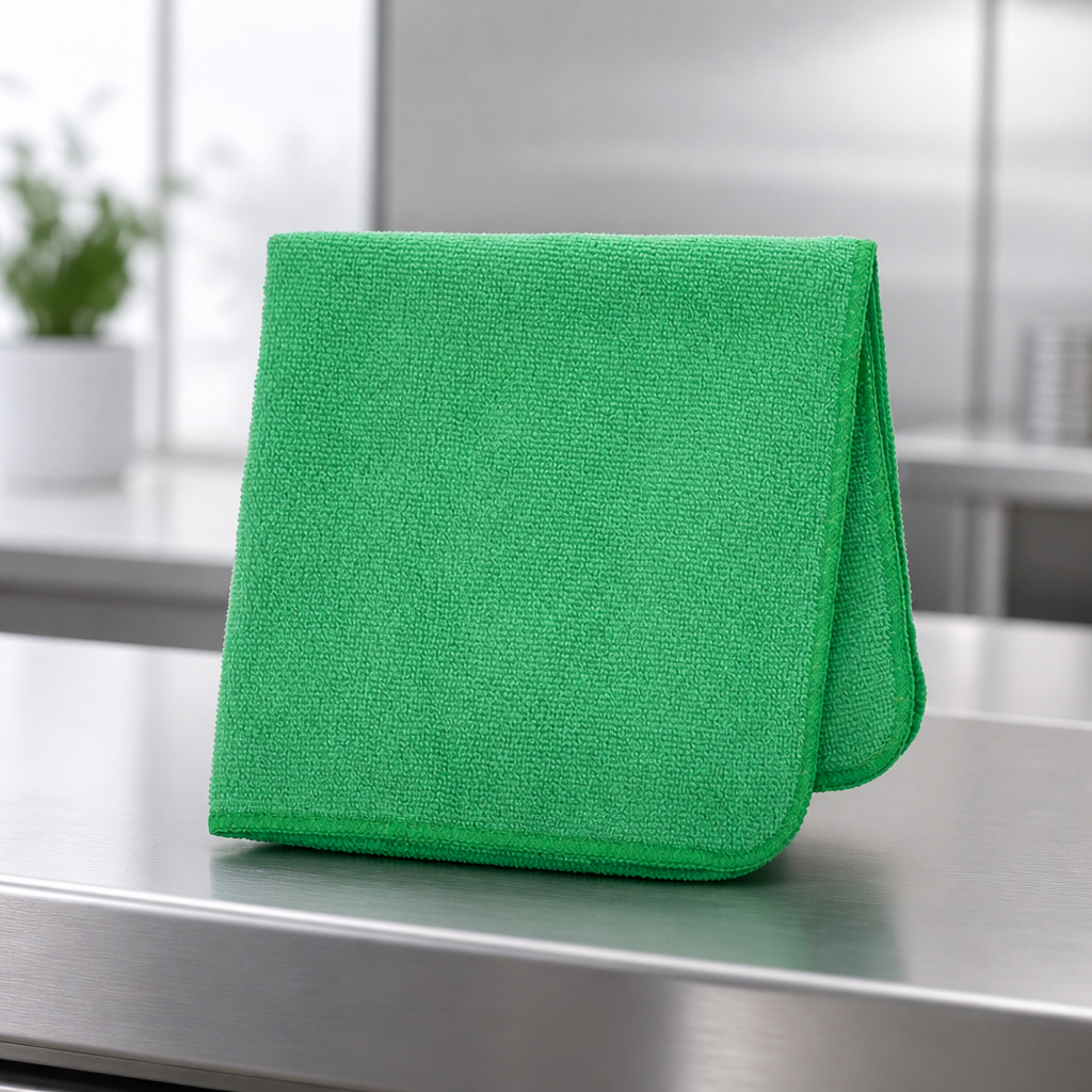 Commercial Microfibre Cleaning Cloths 400x400mm Green 24 Pack