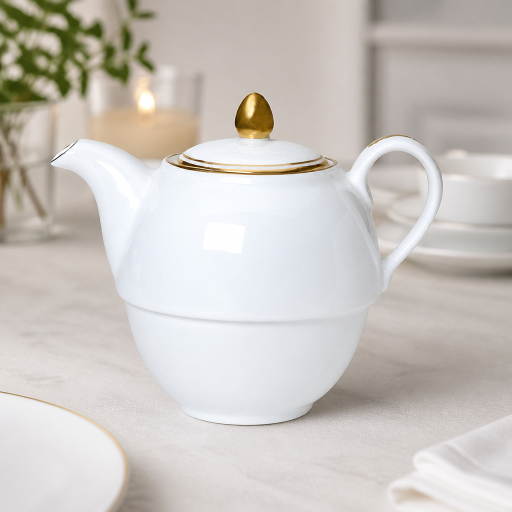 Commercial Burnished Gold Tea Set for One 460ml Teapot 6 Pack