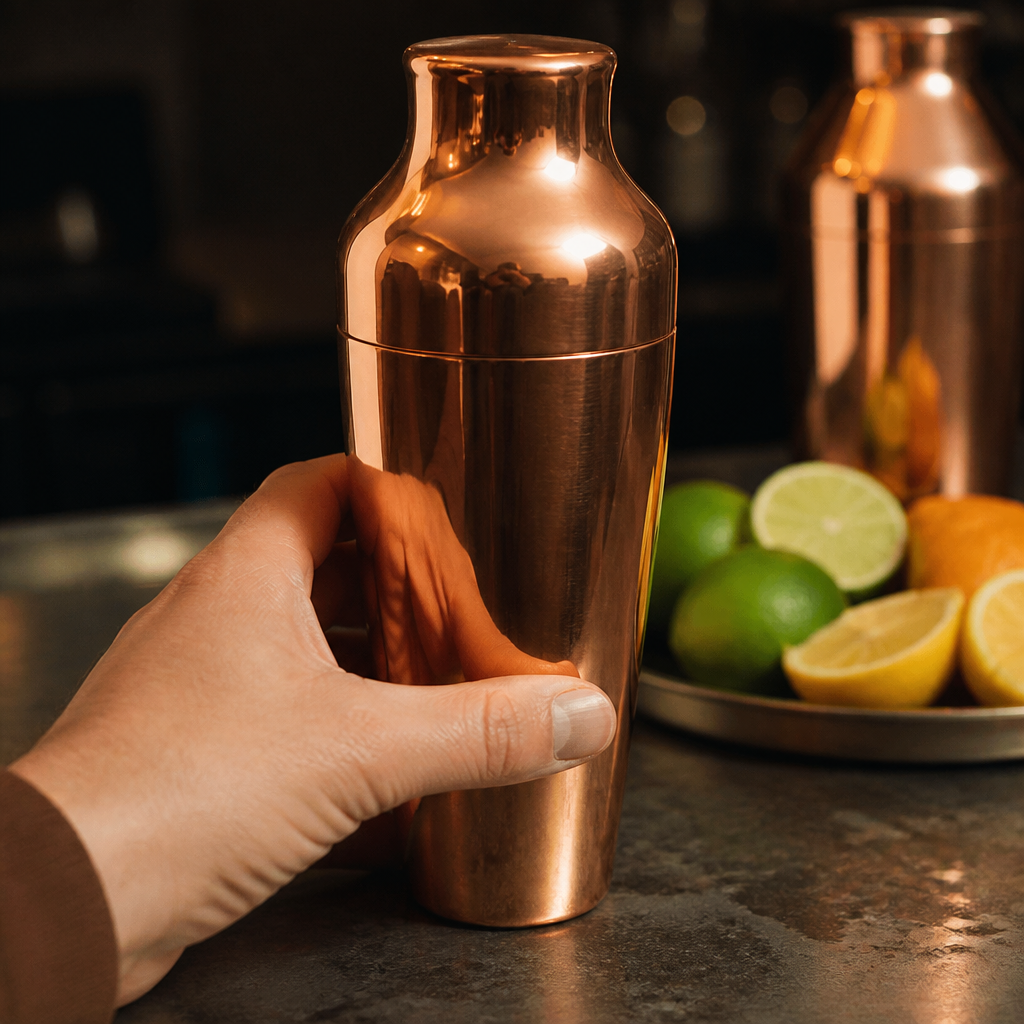 Copper Plated Art Deco Cocktail Shaker 2-Piece 228mm