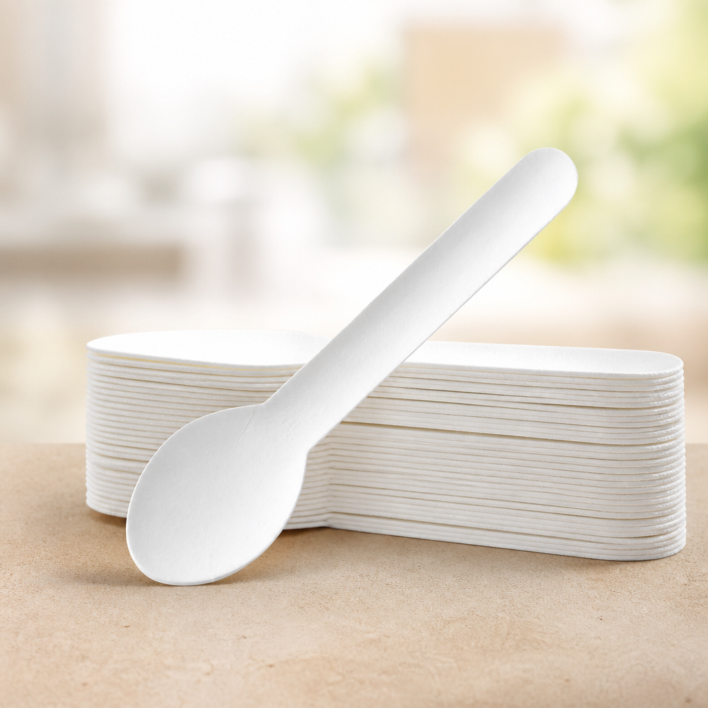 Compostable Paper Teaspoons 132mm 100 Pack Catering Cutlery