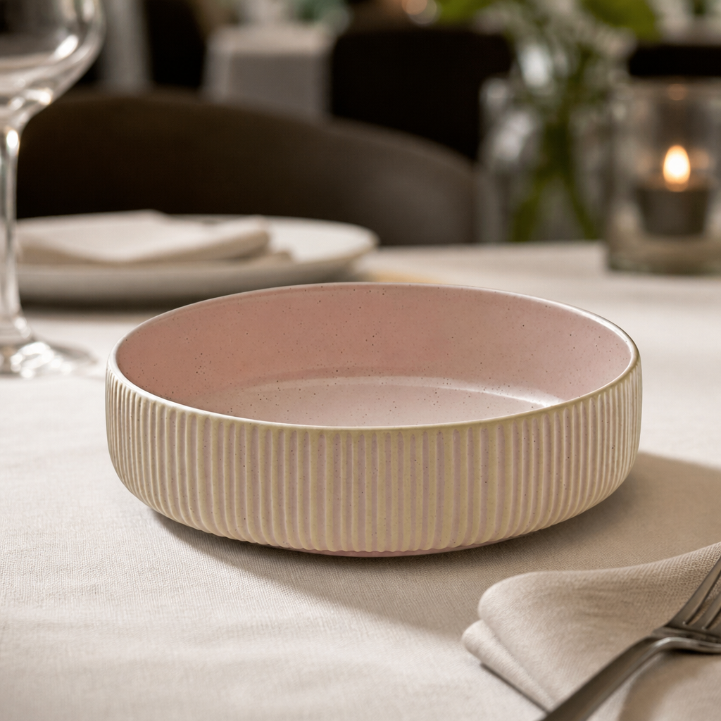 Commercial Nara Rose Bowls 160mm - 6 Pack Stoneware Set