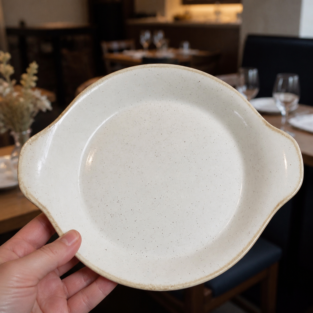 Commercial Eared Dishes 180mm Round Ceramic 6 Pack Barley