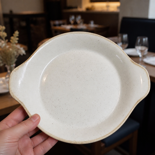 Commercial Eared Dishes 180mm Round Ceramic 6 Pack Barley