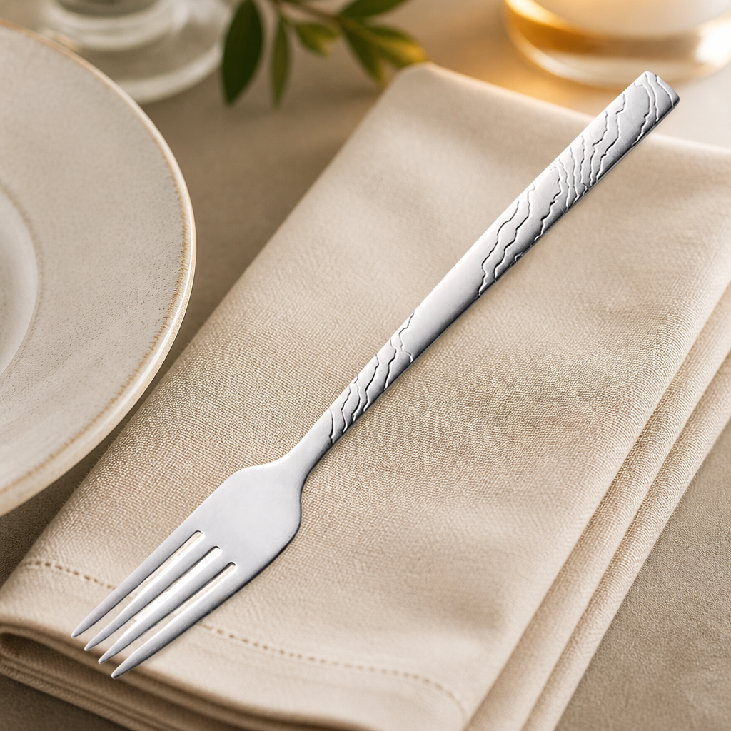 Commercial stainless steel cake forks in a 12 pack