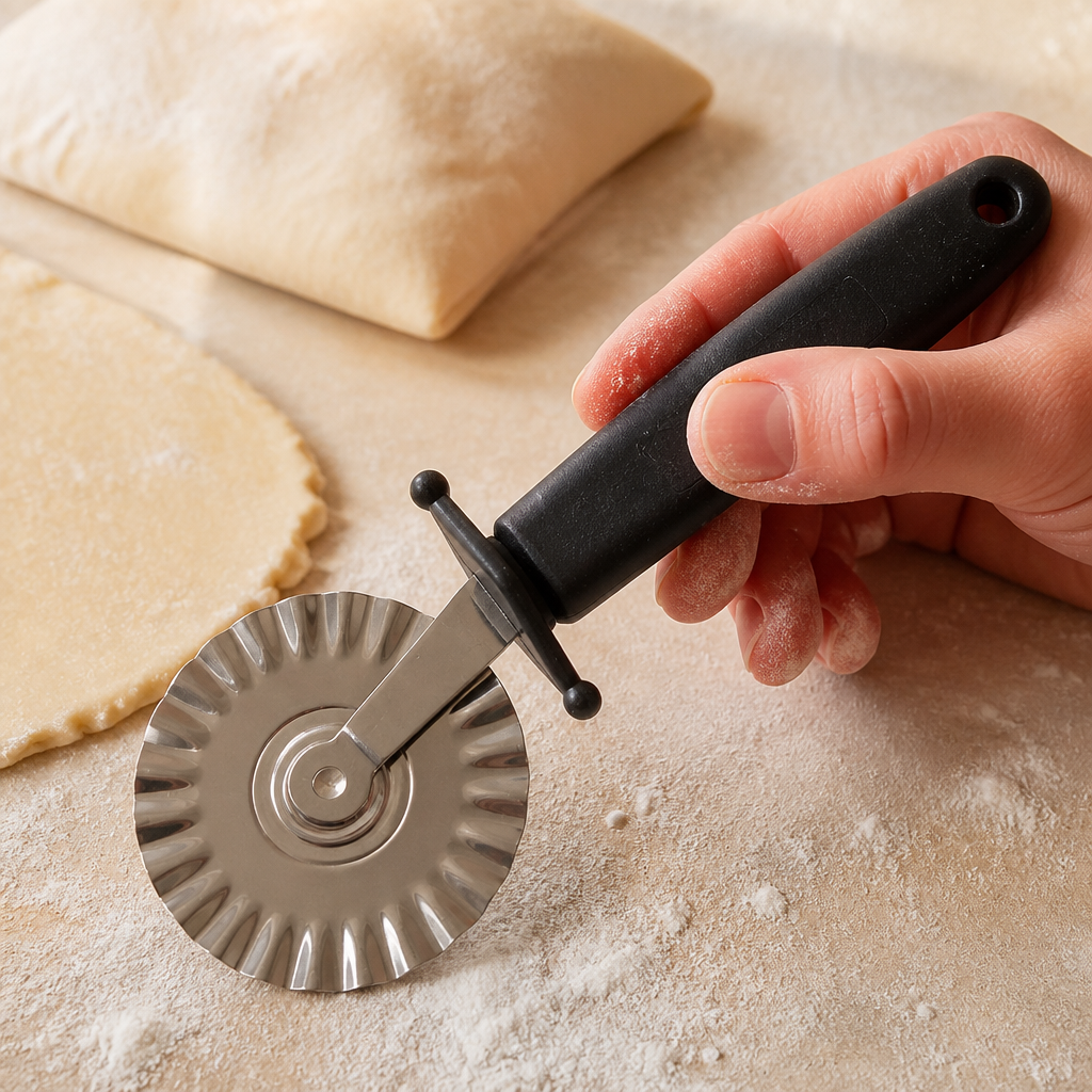 Commercial dough cutter with stainless steel blade and handle