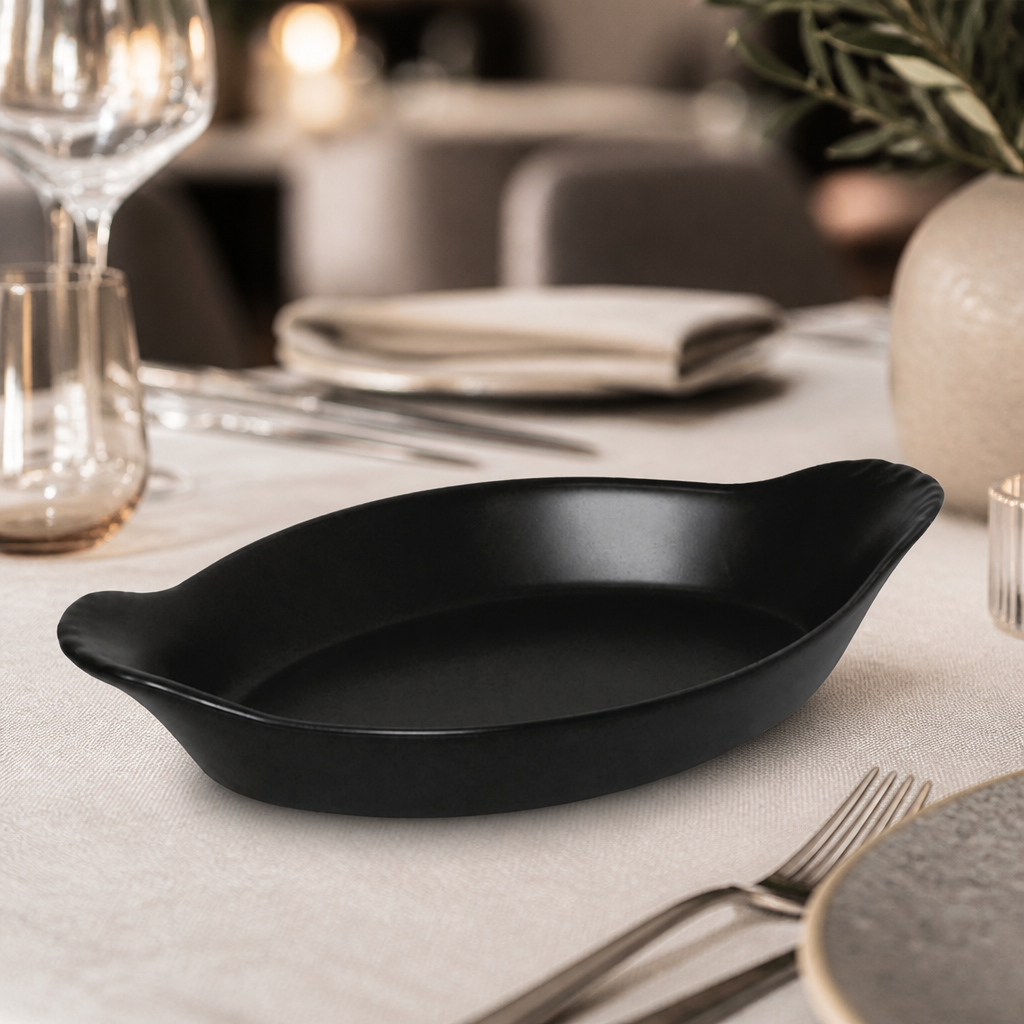 Commercial Stoneware Tapas Dishes 215ml Black 6 Pack