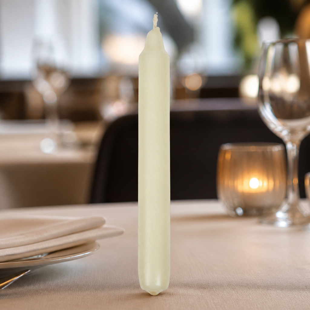 7-Inch Ivory Bistro Candles Bulk Pack of 45 for Table Settings