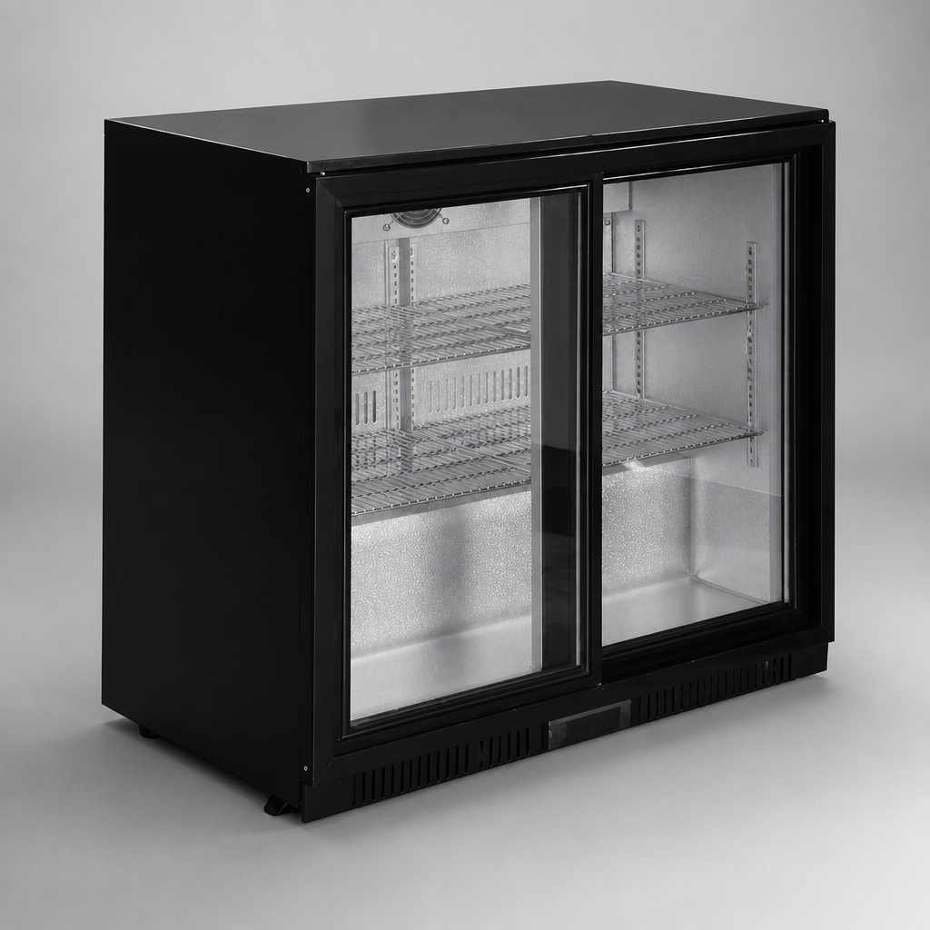 Commercial Back Bar Cooler 208Ltr Sliding Doors Beer Fridge