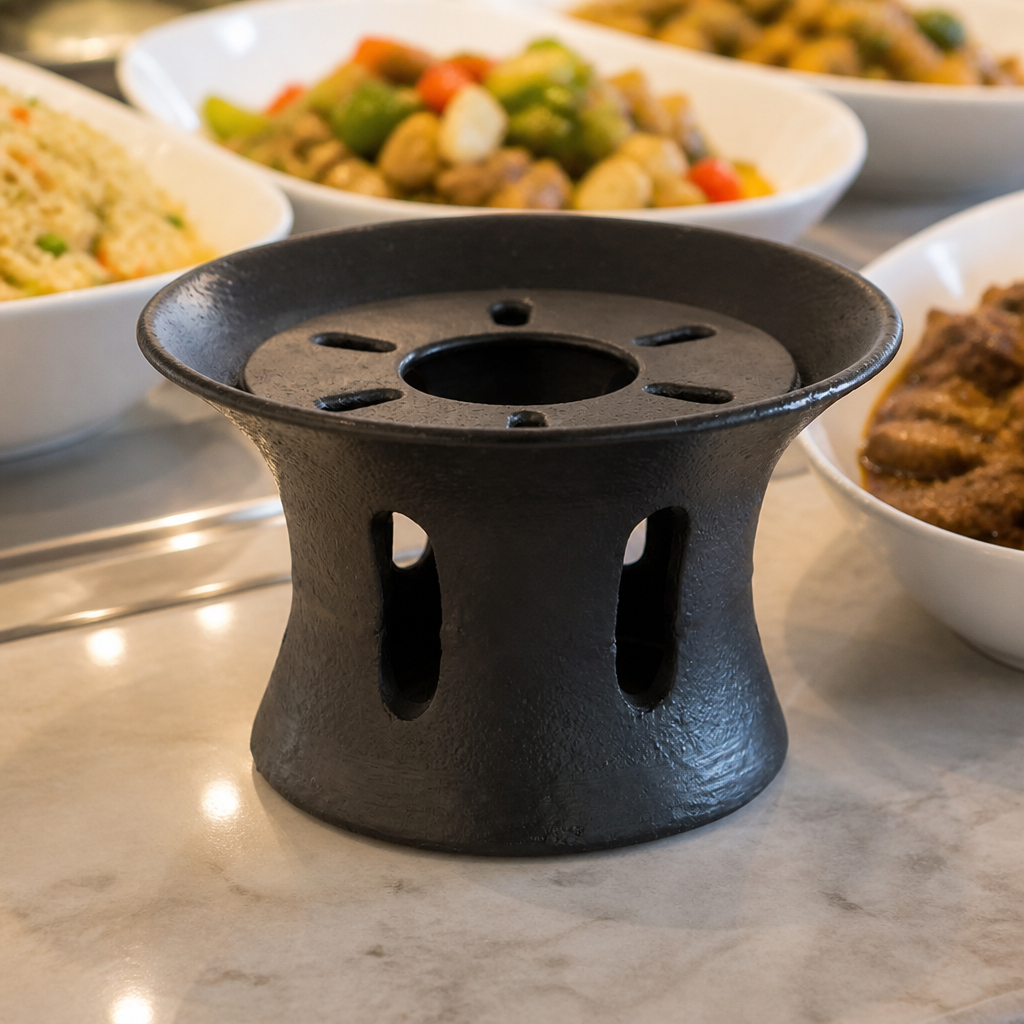Commercial Candle Food Warmer 130mm Black Cast Iron