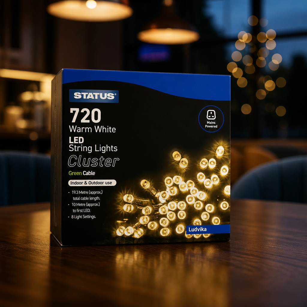 Commercial 19.3m Warm LED String Lights for Indoor Outdoor