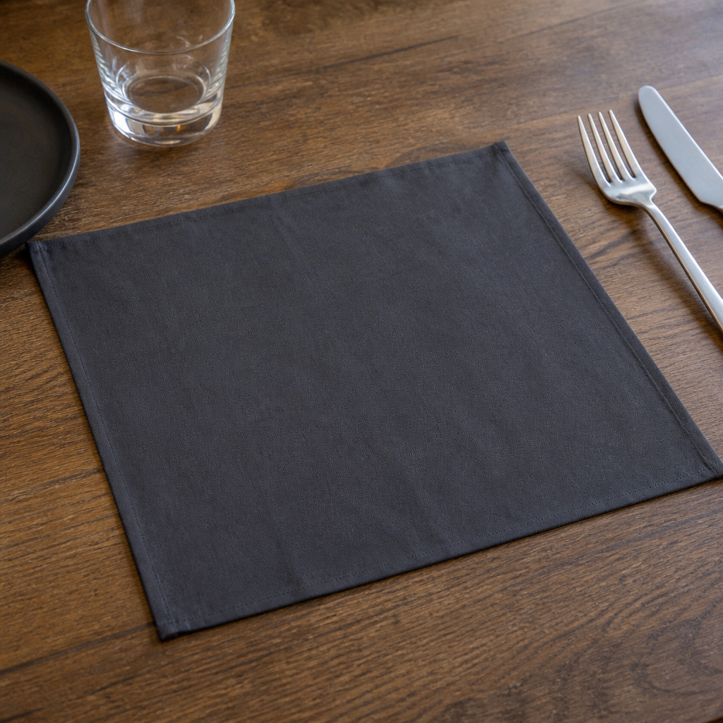 Commercial Linen Table Napkins Black 400x450mm 12 Pack