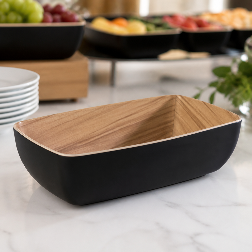 Commercial Melamine Bowl Black for Catering Presentation