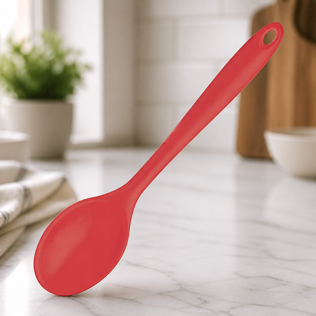 Commercial Silicone Cooking Spoon 27cm Heat Resistant Red