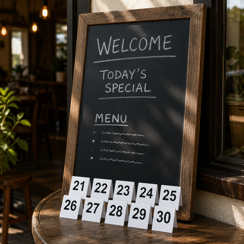 Plastic Table Numbers Set 21-30 for commercial use