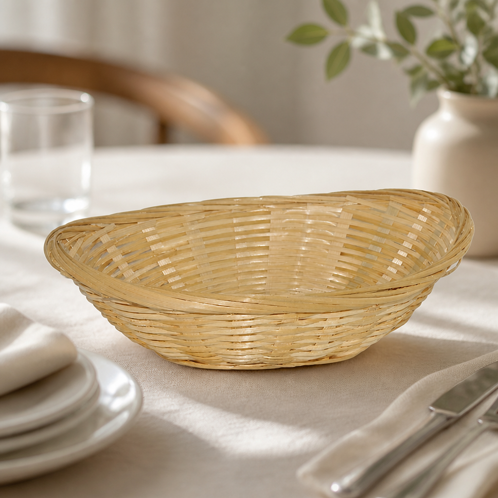 Commercial Wicker Oval Bread Display Baskets 6 Pack