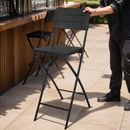 Commercial Folding Bar Chairs Black Wood-Effect 2 Pack