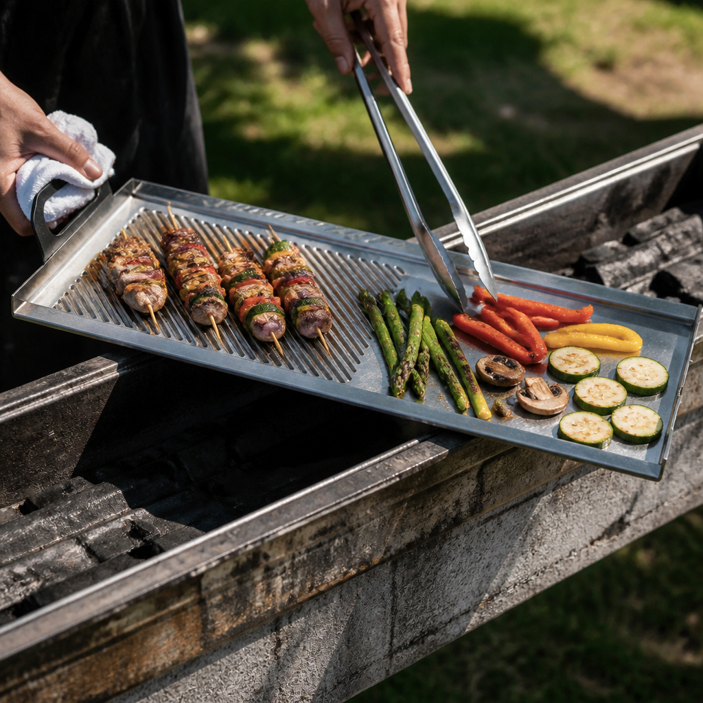 Commercial plancha plate for Konro grill, 702mm stainless steel