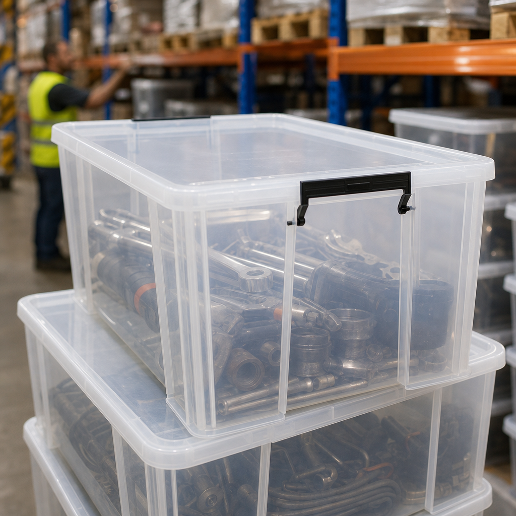 70 Litre Clear Plastic Storage Box with Clip Lock Lid