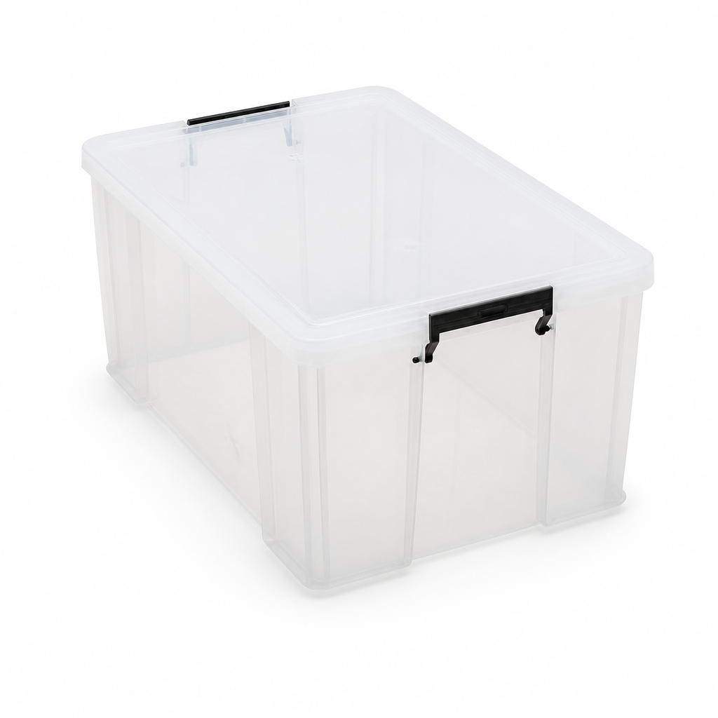 70 Litre Clear Plastic Storage Box with Clip Lock Lid