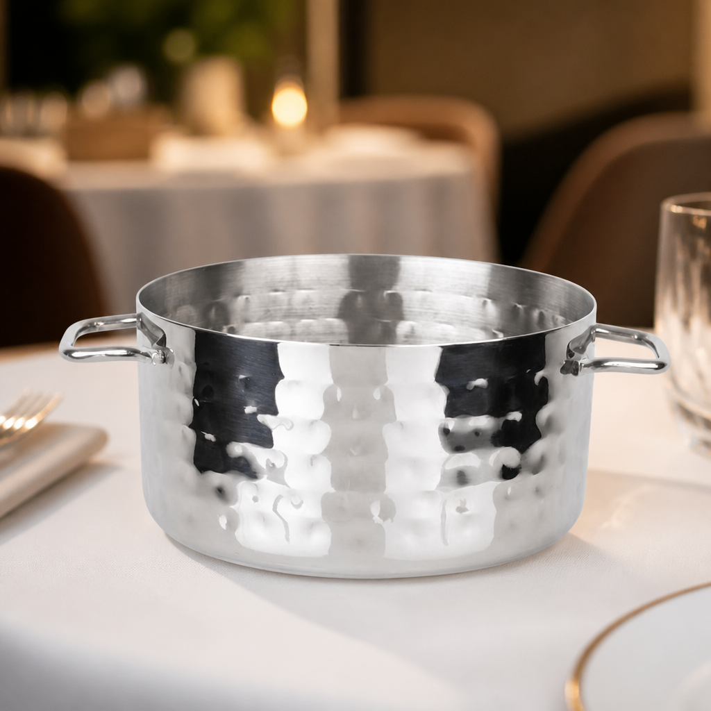 Commercial Mini Casserole Dish 675ml Stainless Steel Hammered