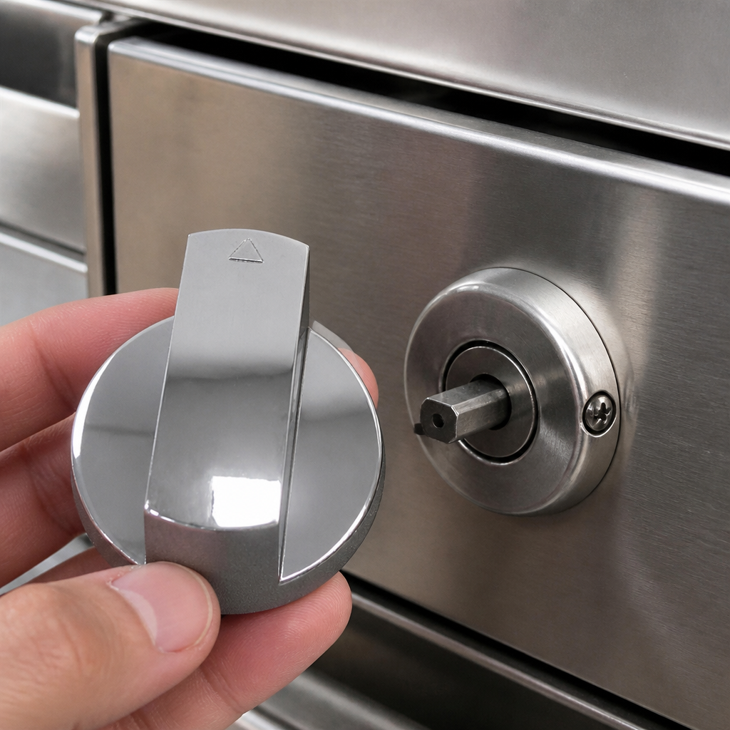 Commercial pie cabinet replacement knob in silver polycarbonate