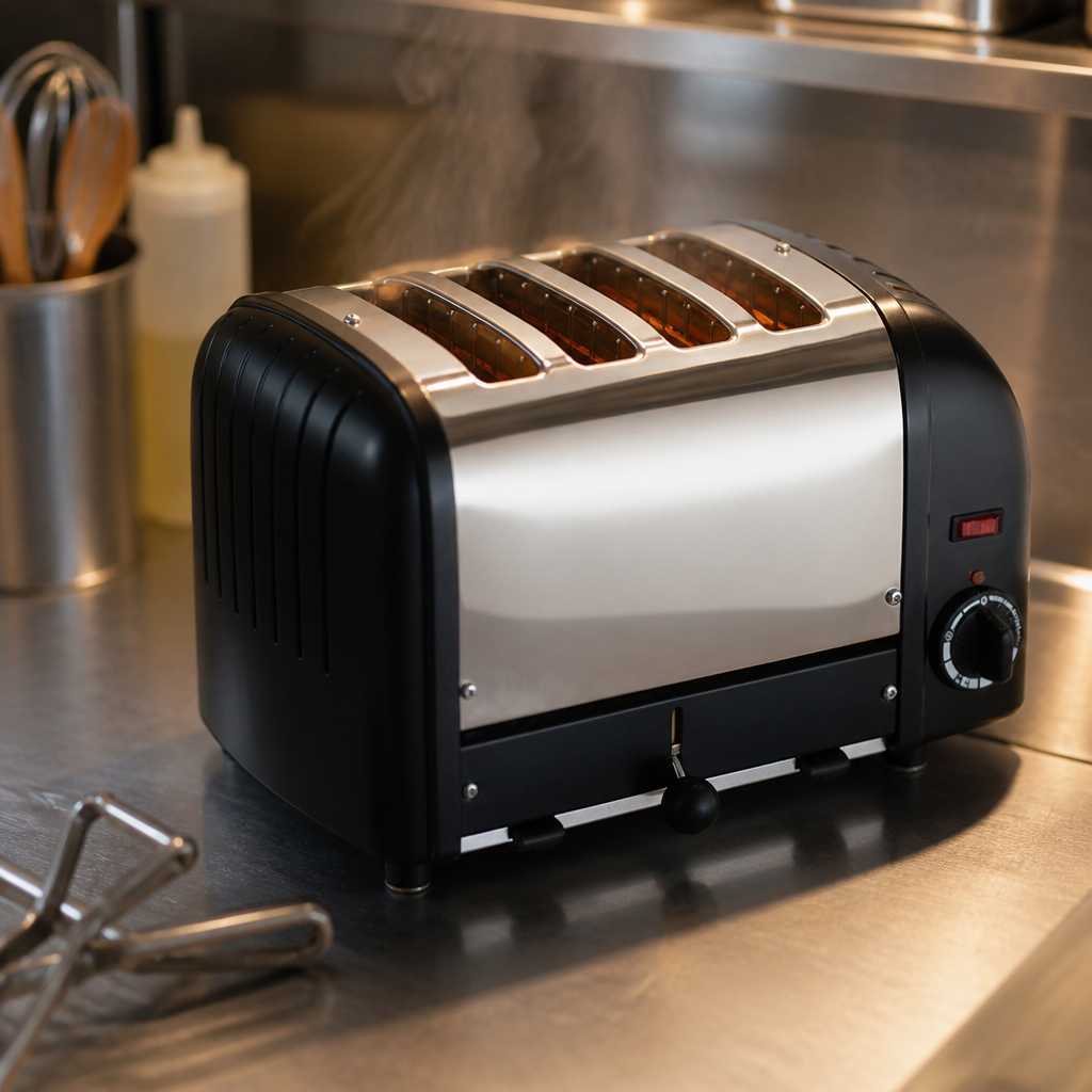 Commercial 4 Slice Toaster in Black for even toasting