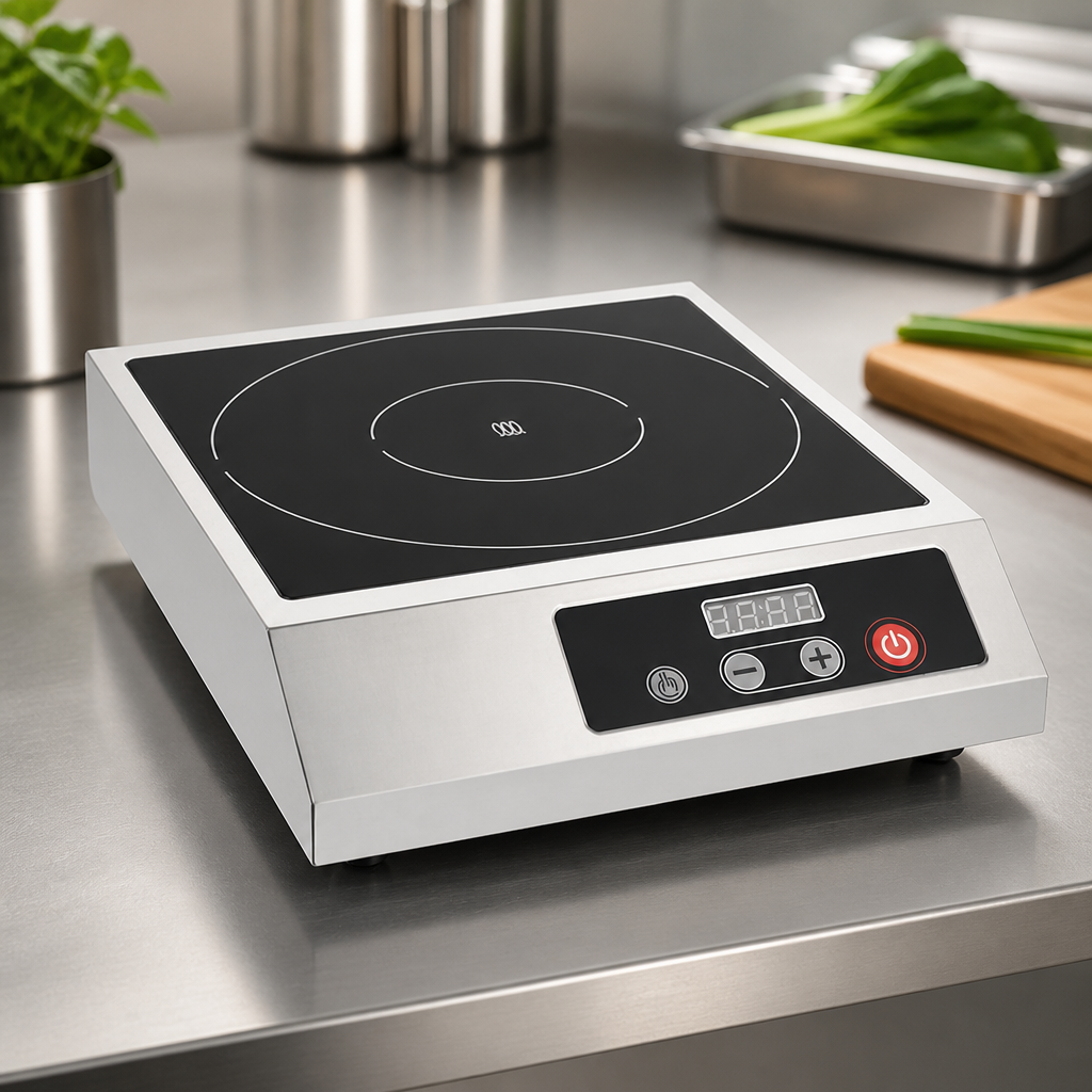 Commercial Single Zone Induction Hob 388mm Stainless Steel