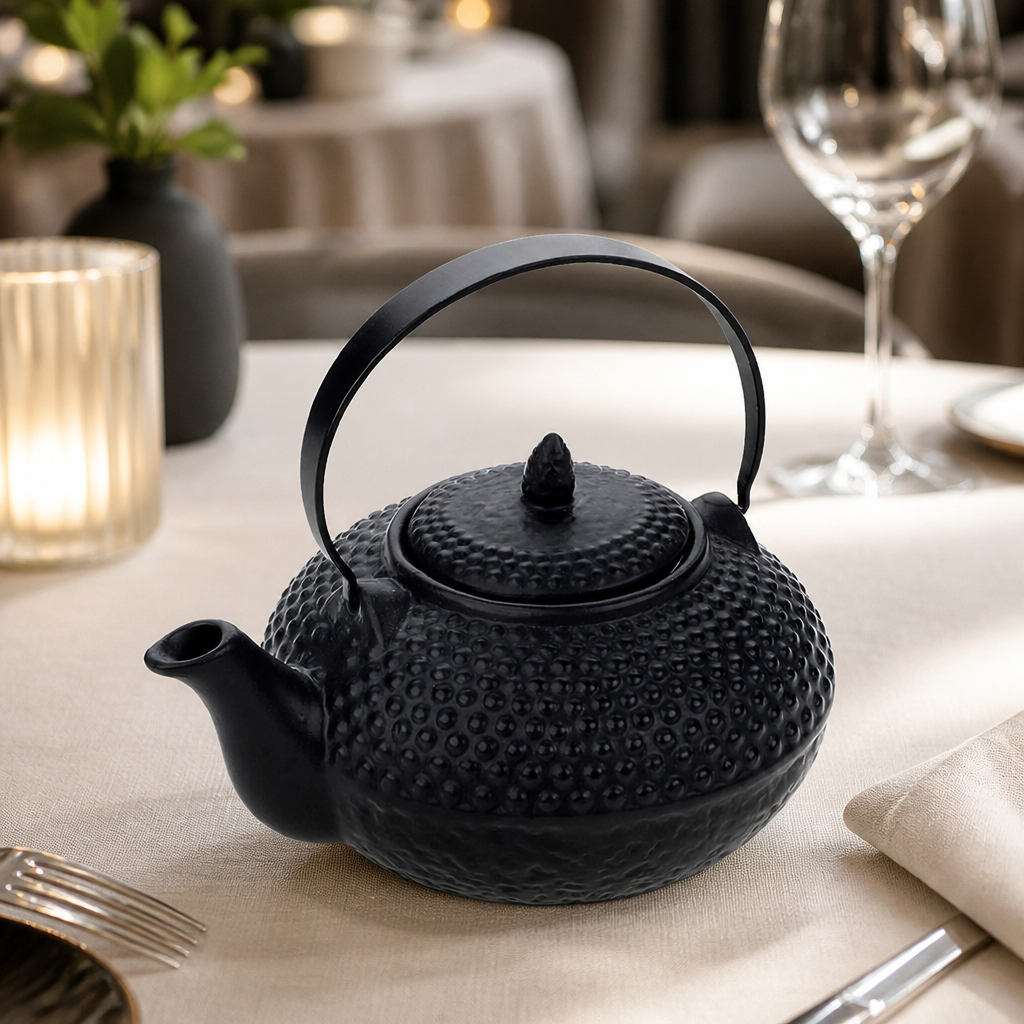 Commercial Oriental Hobnail Teapot 850ml Black Porcelain
