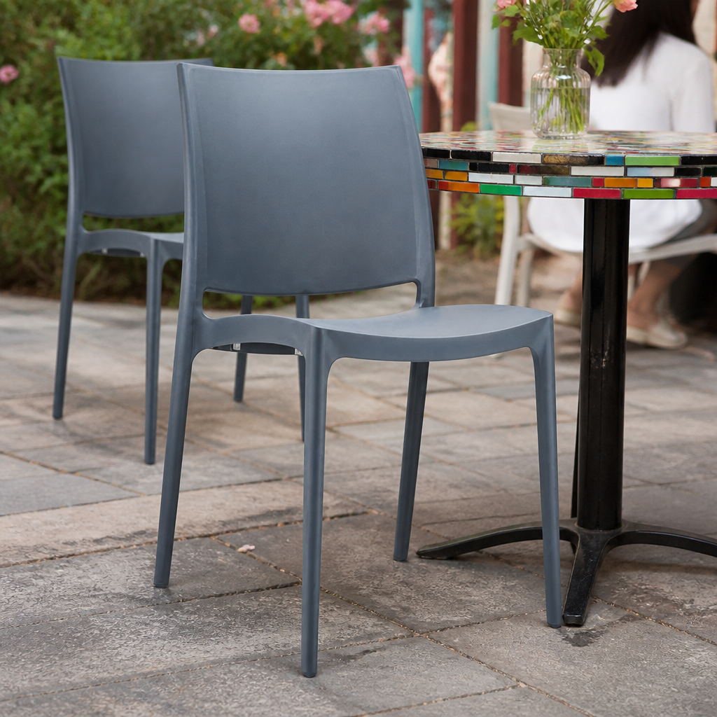 Commercial stackable side chairs in dark grey - 2 pack