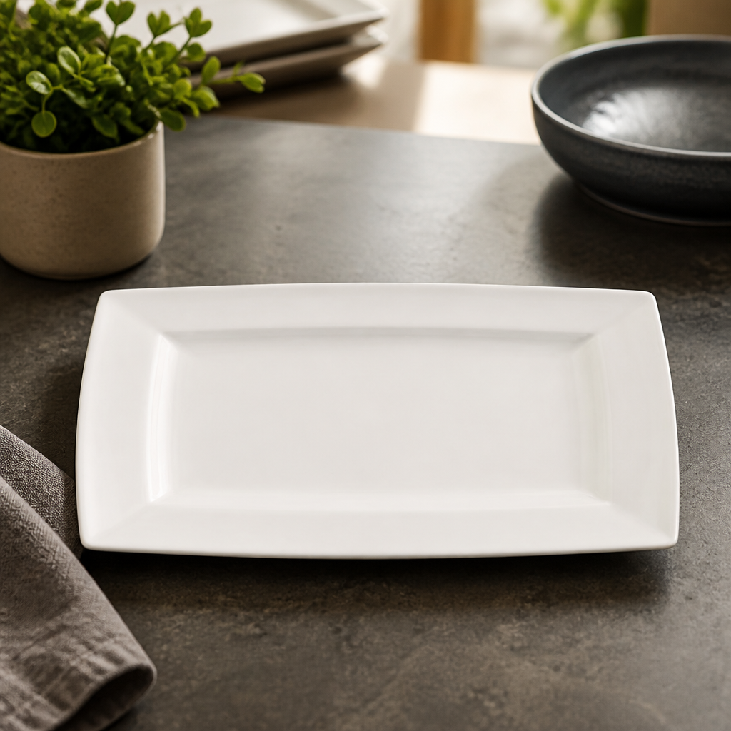 Commercial Rectangular Porcelain Plates 327x227mm 6 Pack