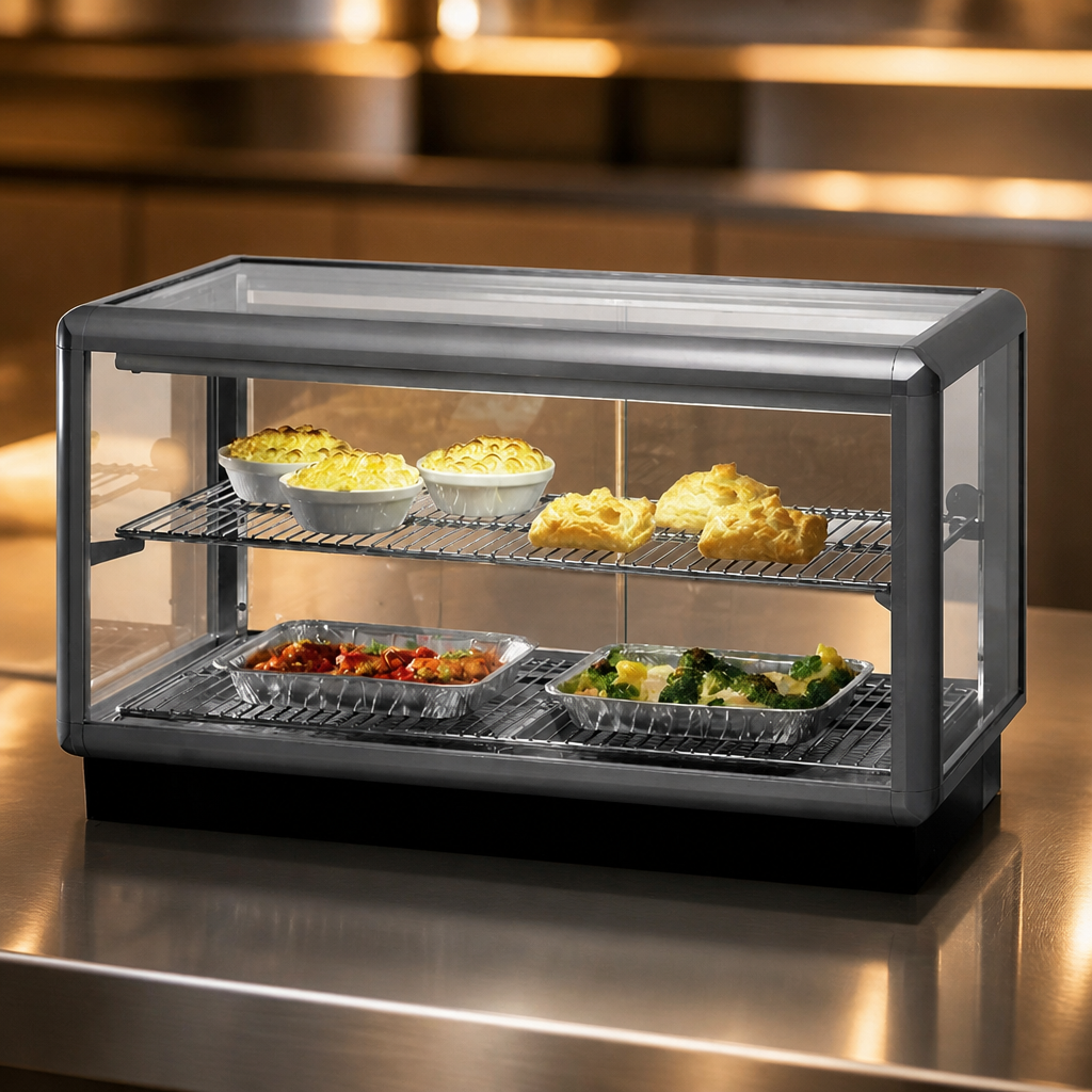 156L Commercial Heated Display Unit with Sliding Doors