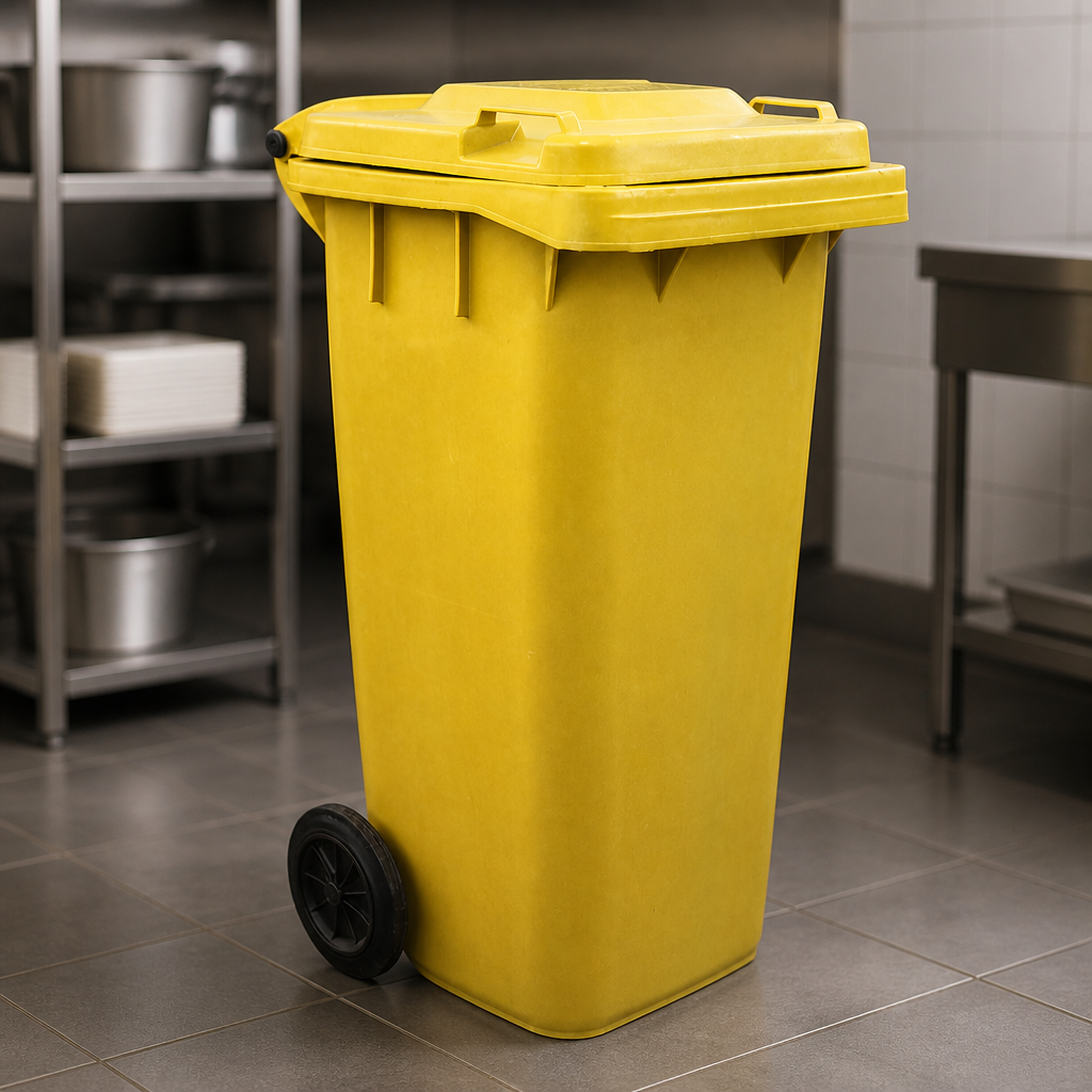 120L Commercial Yellow Wheelie Bin for waste management