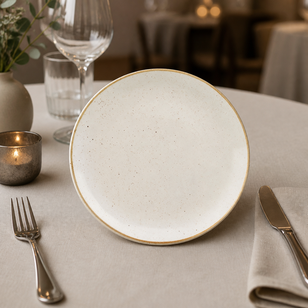 Commercial Round Coupe Plates Barley 200mm, 12 Pack