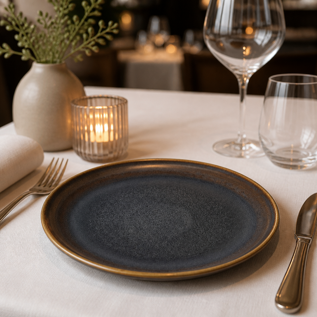 Commercial Ochre Flat Plates 260mm - 6 Pack Stoneware