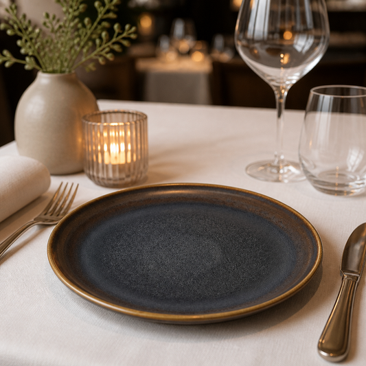 Commercial Ochre Flat Plates 260mm - 6 Pack Stoneware